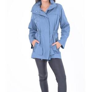 NEW ANORAK crinkle long sleeve rain jacket in cadet blue